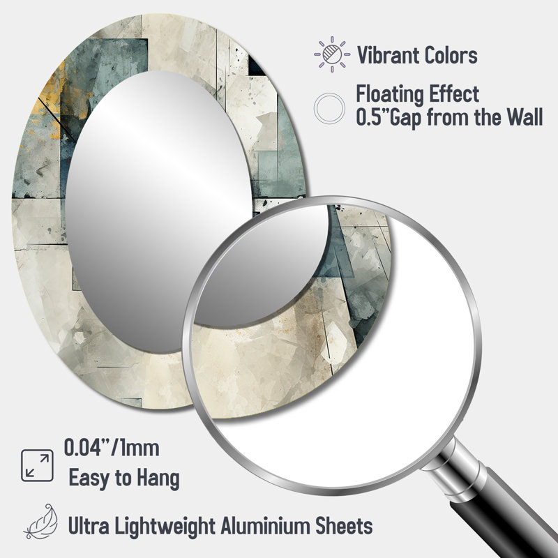 Miroir mural gris, H 40 po x l 30 po