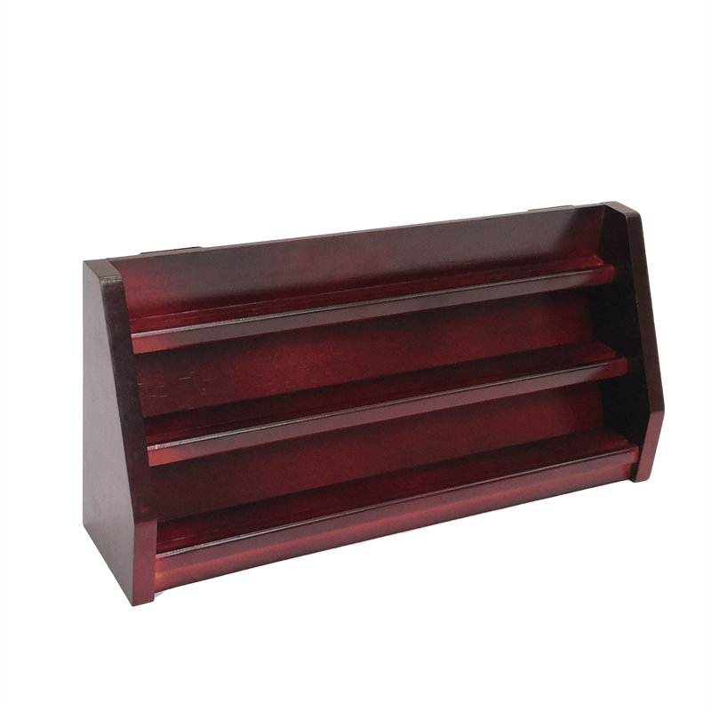 3 Row Challenge Coin Display Stand Military Coin Display Case Rack Holder Mahogany Wood Finish