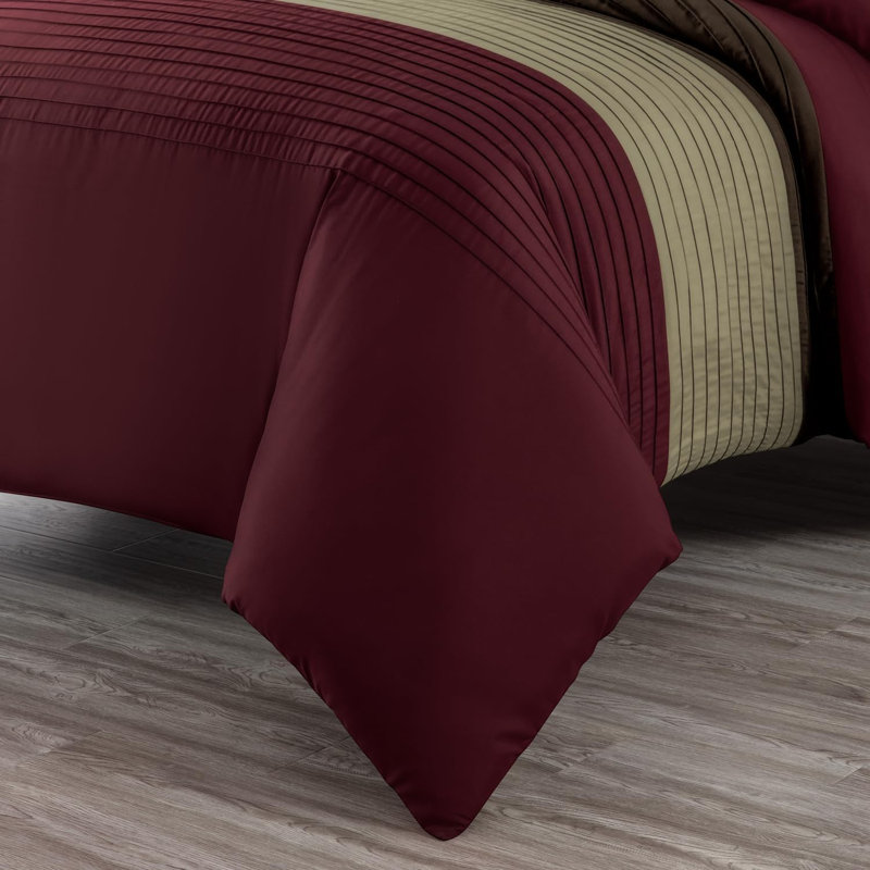 Briar Microfiber Bed in a Bag Comforter Set, Full Comforter + 6 Additional Pieces, Burgundy/Coffee/Brown
