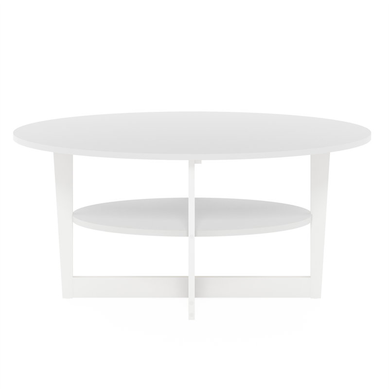 Yalim Sled Oval Coffee Table with Storage, White, White