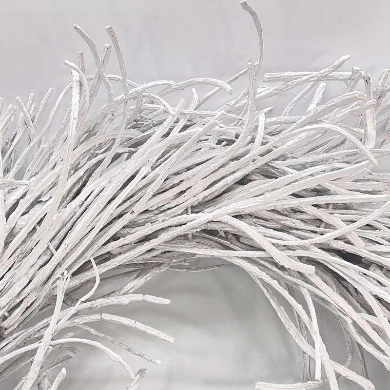 Rattan Willow Wreath, White, 24" H x 24" W