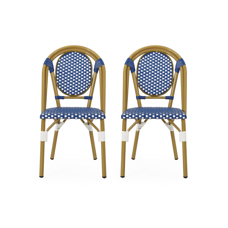 Chaise de patio, Bleu / blanc