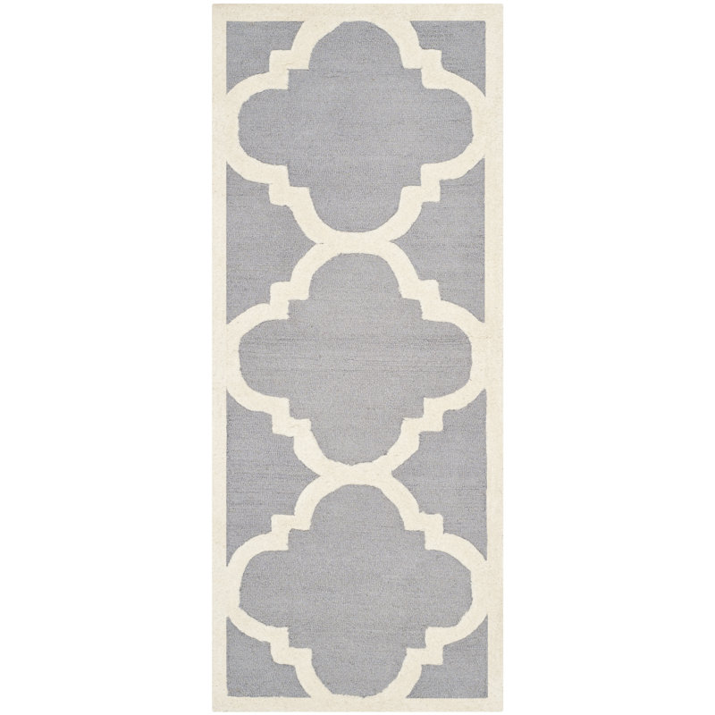 Tapis géométrique en laine touffeté à la main Cannen, Tapis de couloir 2 pi 6 po x 18 pi
