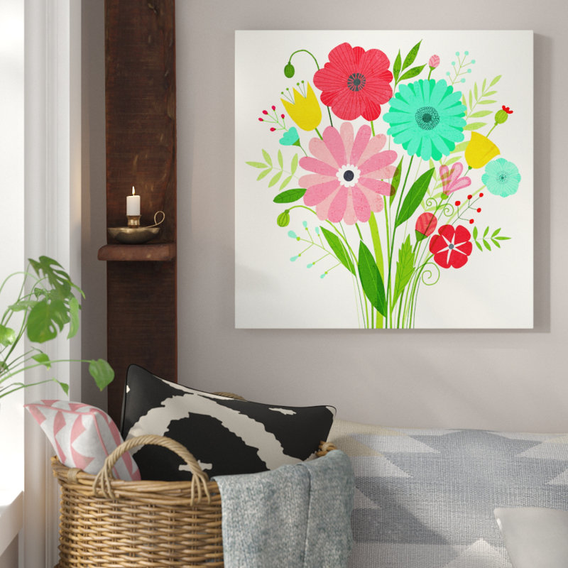 « seaside bouquet ii », reproduction d’impression sur toile tendue en blanc/vert, H 24 po x l 24 po x P 1,5 po, Toile tendue