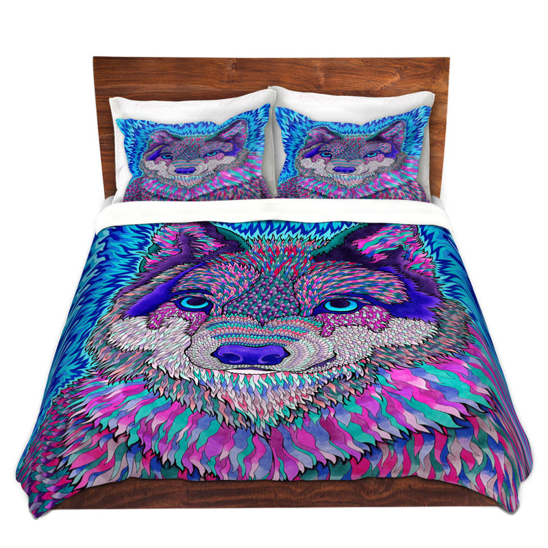 Ensemble de housse de couette simple DiaNoche en microfibre par Rachel Brown - Wolfadelic 3