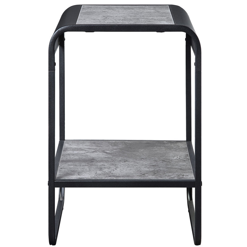 Table de bout en béton gris et noir avec fabrication et matériaux
