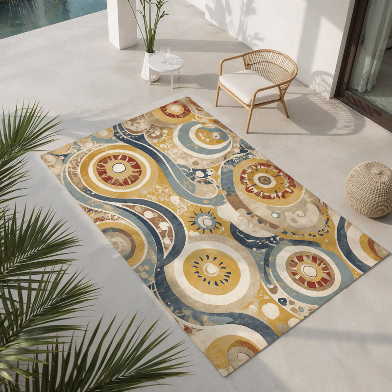 Retro Wiggle Indoor And Outdoor Area Rug, Rectangle 4' x 6'