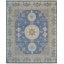 Tapis bleu moderne à motif géométrique en laine noué à la main à motif de médaillons circulaires-986953919