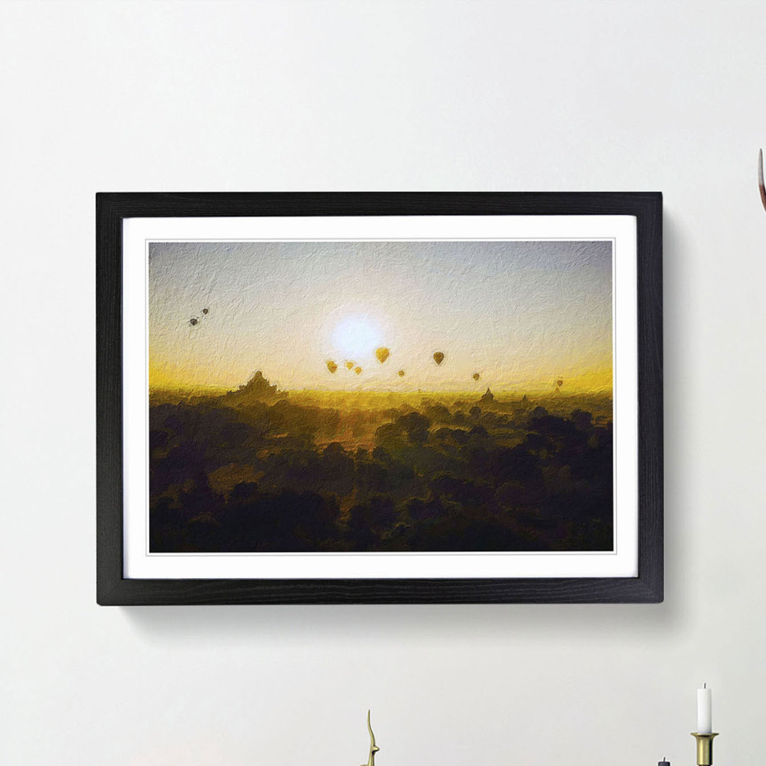 Hot Air Balloons over Bagan in Myanmar - Framed Print