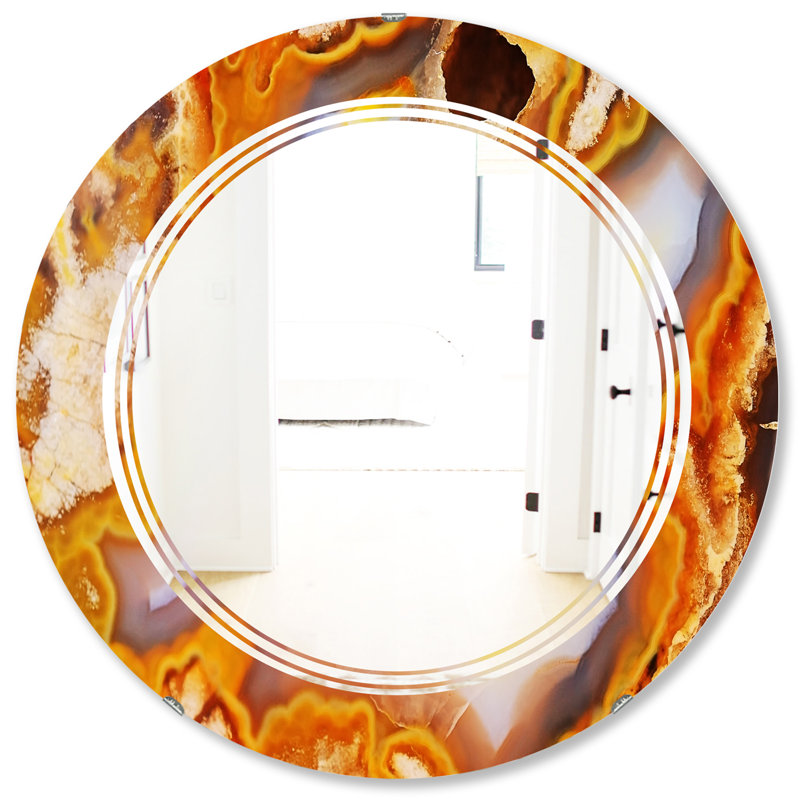 Miroir mural moderne sans cadre, H 31,5 po x l 31,5 po, Foyer triple C avec cristaux industriels