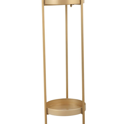 Support moderne pour 2 plantes pliables en métal doré, pour diverses utilisations intérieures et extérieures en métal doré, décoration robuste