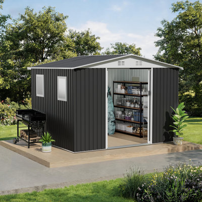 Metal Garden Shed With Sliding Door and Windows