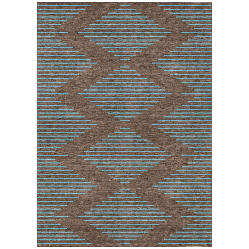 Norelia Brown Washable Indoor-Outdoor Rug - , 10' x 14'