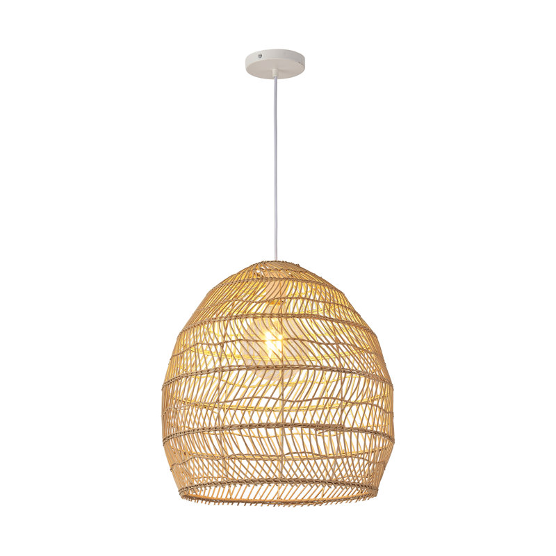 17 Inch 1-Light Natural Rattan Pendant Light