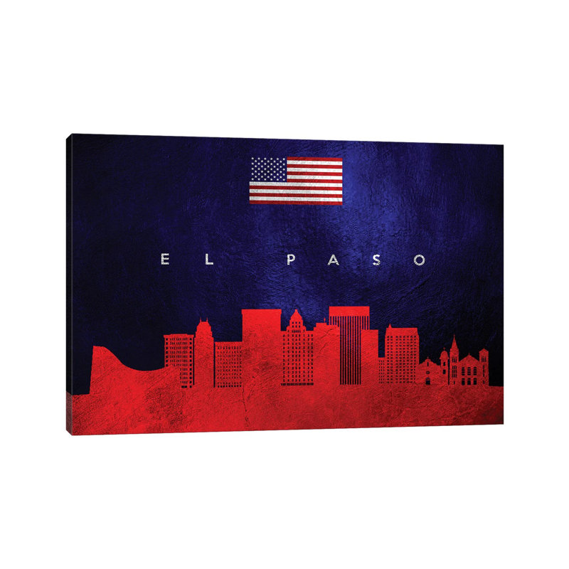 El Paso Texas Skyline by Adrian Baldovino - Wrapped Canvas Print, 20.32 cm H x 30.48 cm W