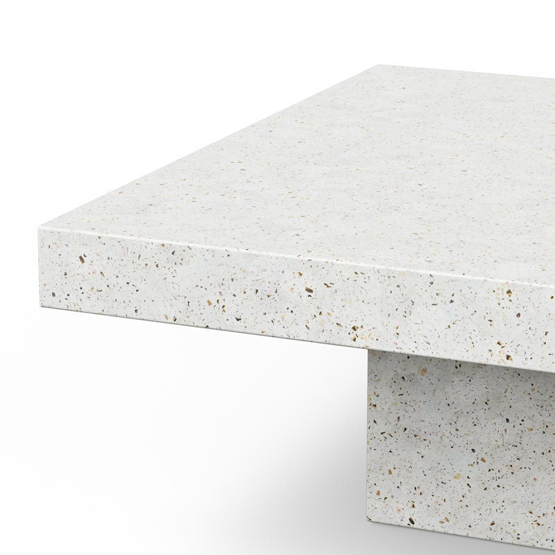 Table basse carrée 43 "Kareen, Terrazzo ivoire