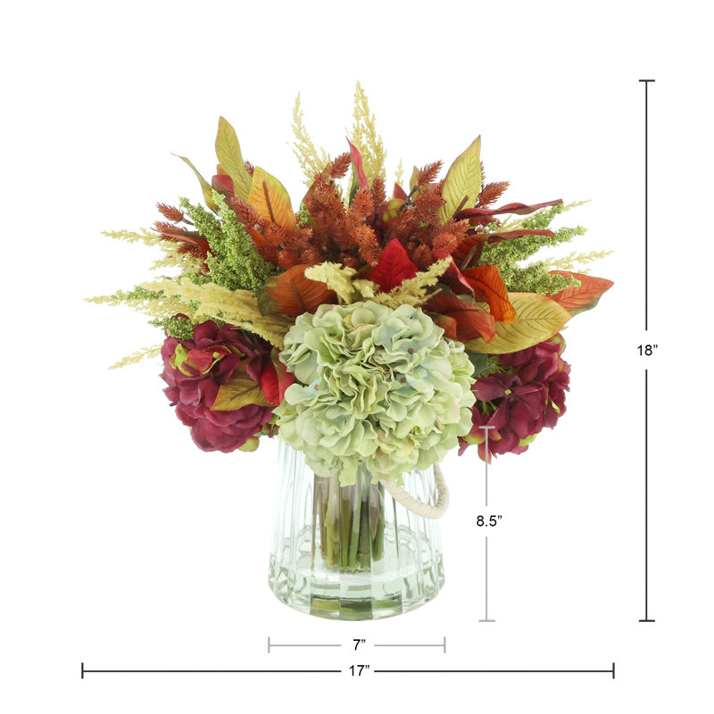 Fall Arrangement With Assorted Hydrangea, Heather And Pampas