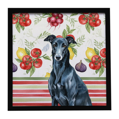 Black Greyhound Vegetables Framed Metal Print