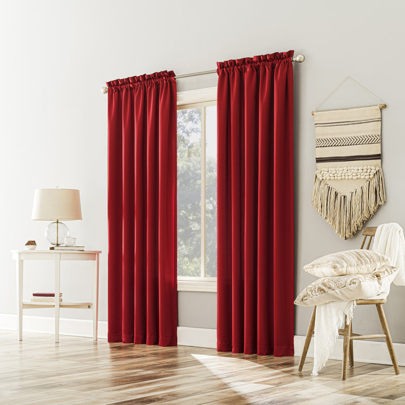 Millen Wayfair Basics® Thermal Room Darkening Rod Pocket Curtain Panel, Holiday Red, 54" W x 95" L