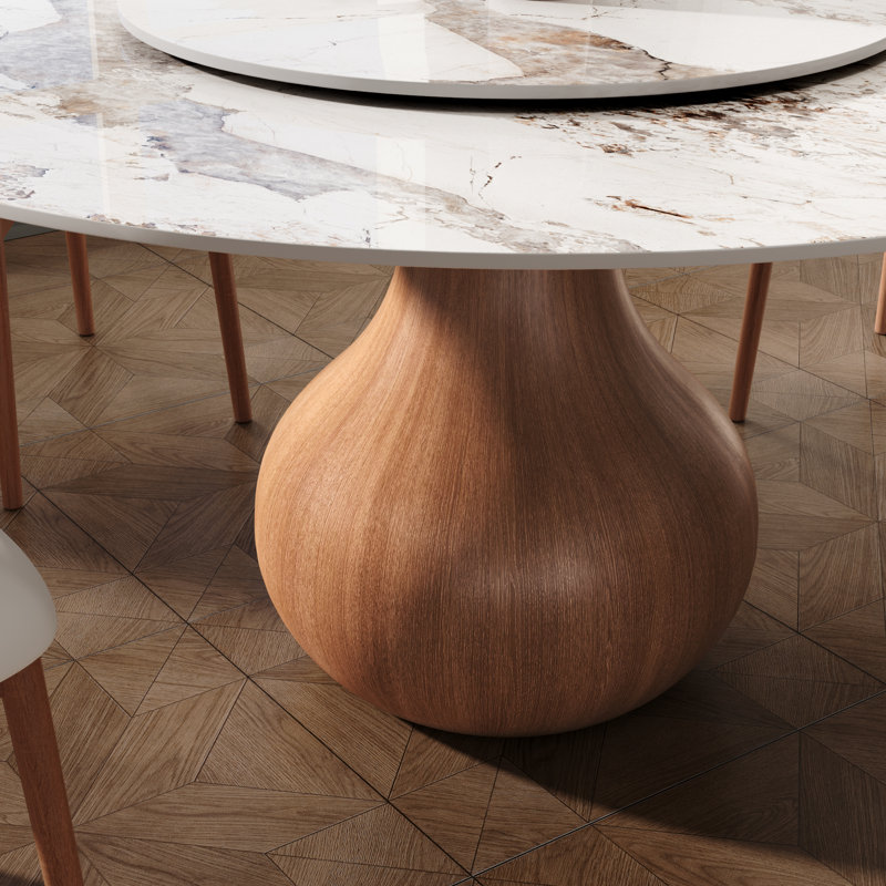 Ensemble de chaises de salle à manger rondes 5 pièces Otelia avec plateau tournant Otelia, 29.52"H x 59.05"L x 59.05"W, Ambre