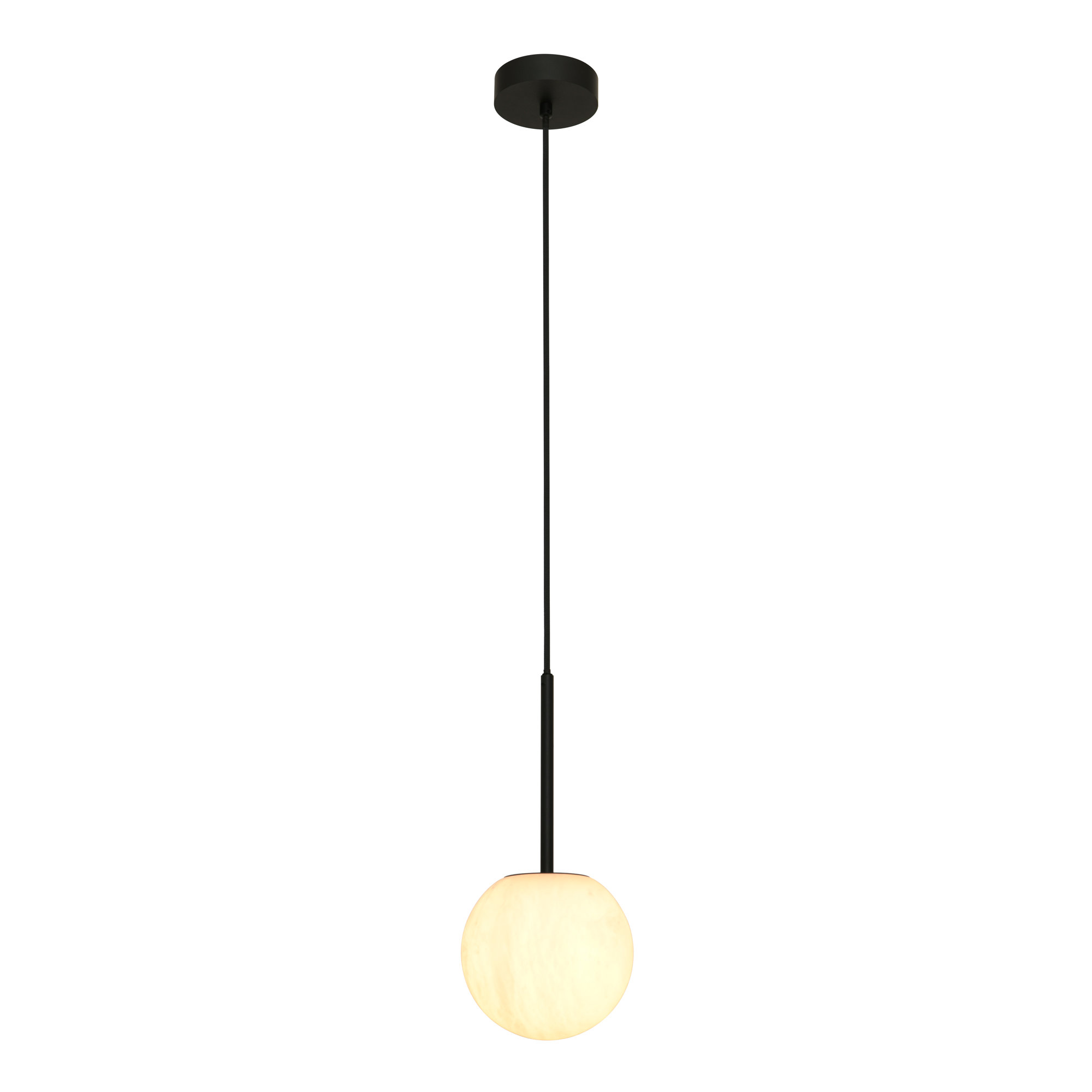 Yarrow 1 - Light Matte Black Sphere Pendant, 70.87" H x 6.3" W x 6.3" D, Black