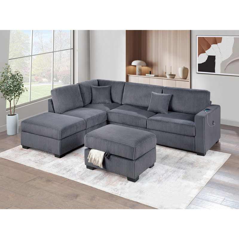 Canapé modulaire en velours côtelé, Velours côtelé gris foncé
