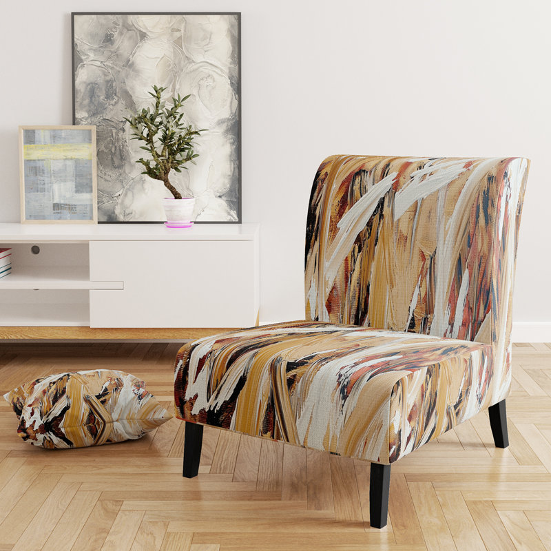 Brechta Vibrant Curve Design II - Velvet Upholstered Modern Slipper Chair, Beige