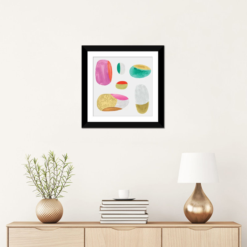 «Color Combo II», impression sur toile, H 16 po x l 16 po x P 1 po, Papier beaux-arts encadré noir, Blanc
