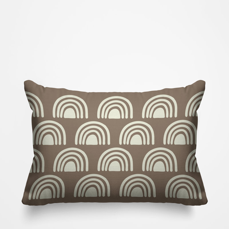 Abstract Outdoor Reversible Throw Pillow, Beige
