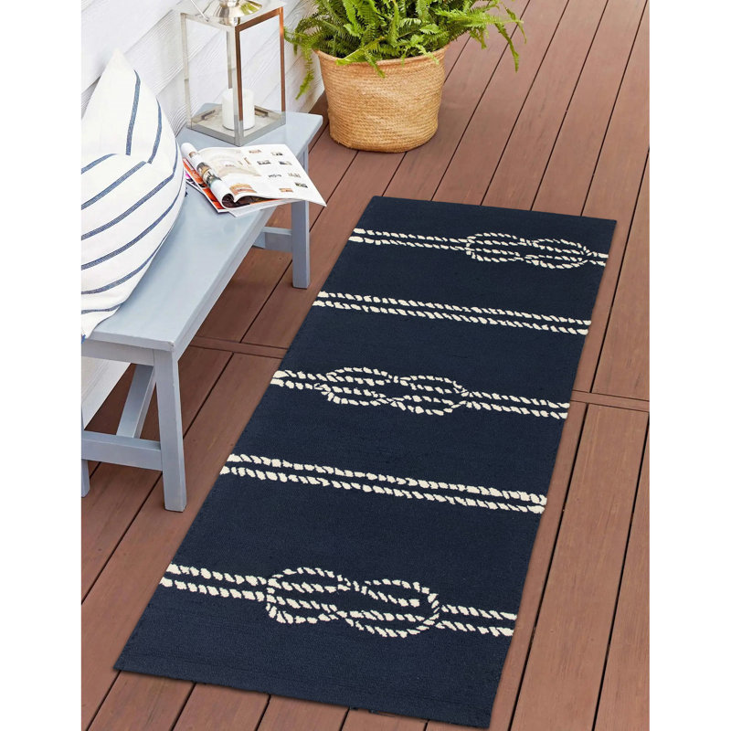 Wooton Performance Hand Tufted Striped Indoor / Outdoor Rug, Rectangle 2' x 5'