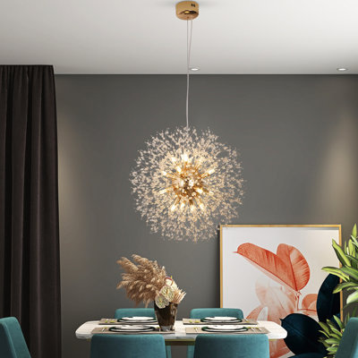 16-Light Golden Dandelion Chandeliers Modern Crystal Light Fixture,Firework Chandelier
