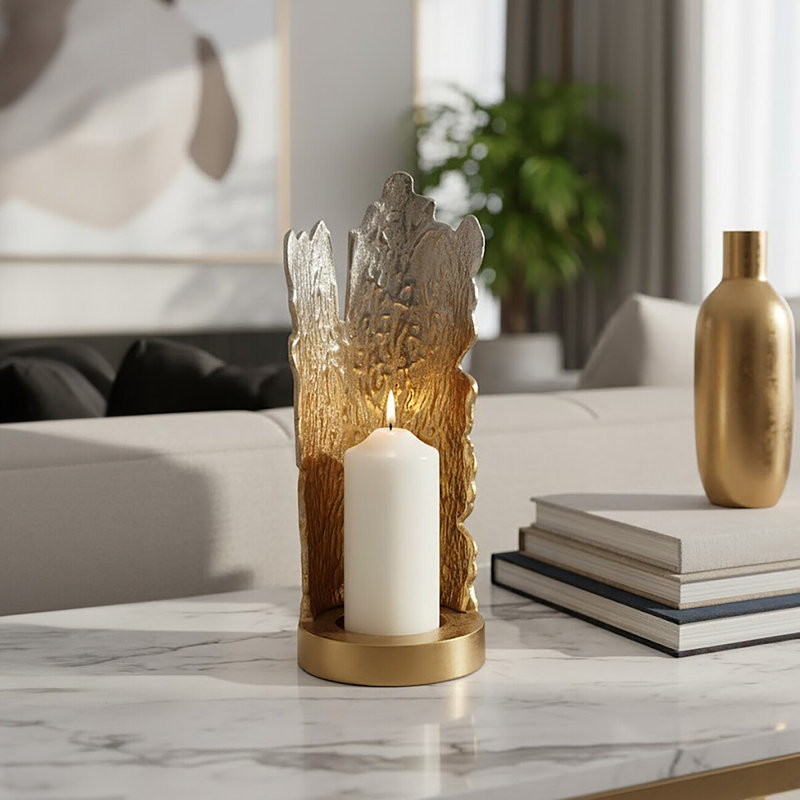 Fong Aluminum Tabletop Tealight Holder, Gold/Silver