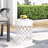 Large White Metal Outdoor Table, With Chic Iron Cut Decoration Side Table For Outdoor, Elegant Design-431956570-431956568