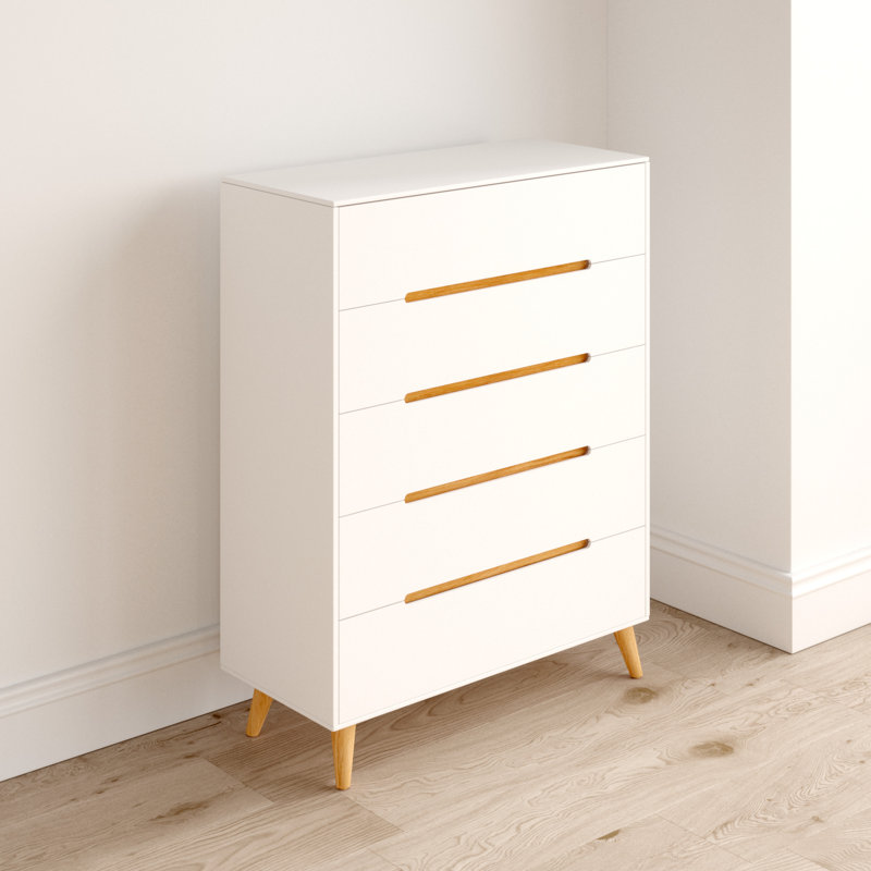 Heriberto 90cm W 5 - Drawer Chest of Drawers, White
