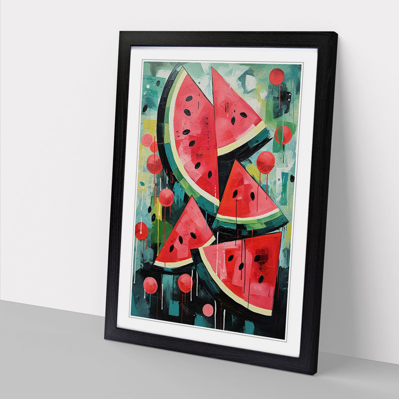 Watermelon Abstract - Framed Print, Black, 64cm H x 46cm W x 2cm D