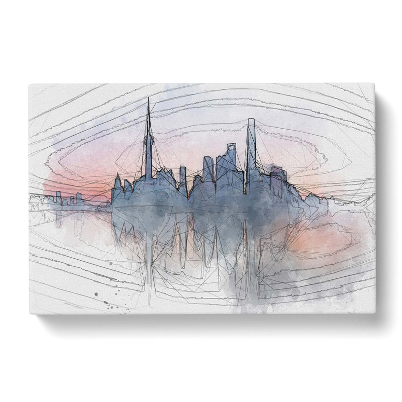 View Of Shanghai In China In Abstract - Wrapped Canvas Print, 60cm H x 91cm W x 3cm D