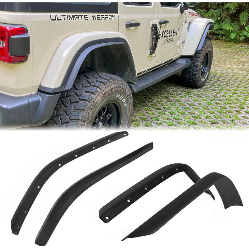 Garde-boues avant et arrière compatibles avec Jeep Wrangler JL et JLU Unlimitée, ensemble de doublure de garde-boue tout-terrain illimité 4 pièces 2018-2024