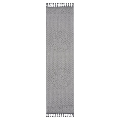 Guros Collection 2X8 White / Ivory / Medallion Indoor / Outdoor Runner Rug