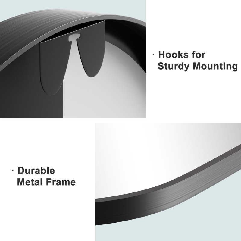 Margulies Metal Arch Mirror, Black, 36" H x 24" W