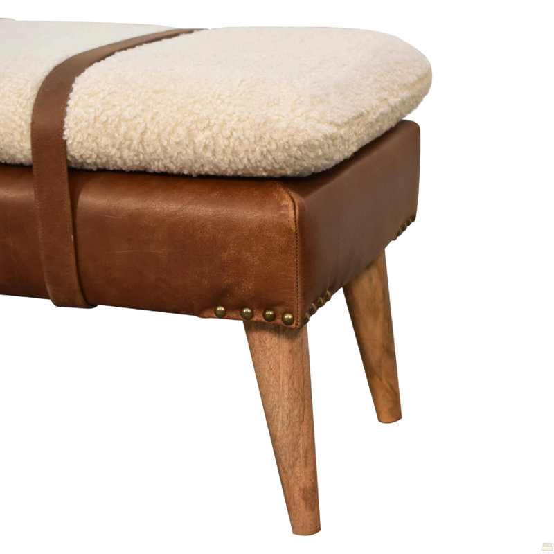Banc en cuir Boucle Buffalo Hide, châtaignier