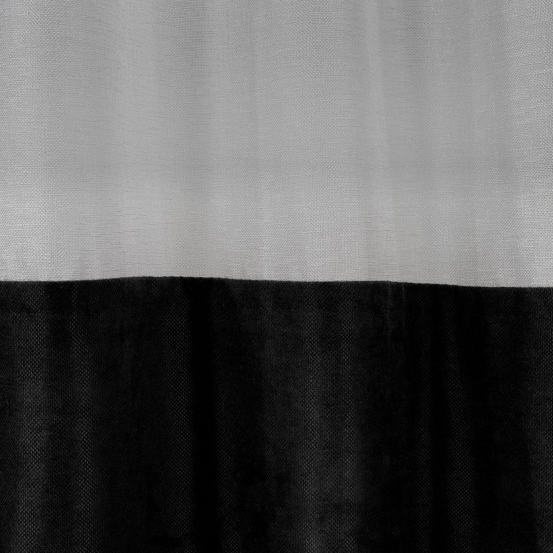 Panneau de rideau simple en duvet synthétique en lin et velours, Noir, 52 po x 100 po