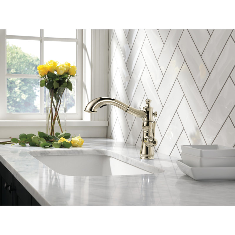 Cassidy Pull Out Kitchen Faucet, Polished Nickel Kitchen Sink Faucet, Kitchen Faucet with Pull Out Sprayer, Magnetic Docking Spray Head, Polished Nickel