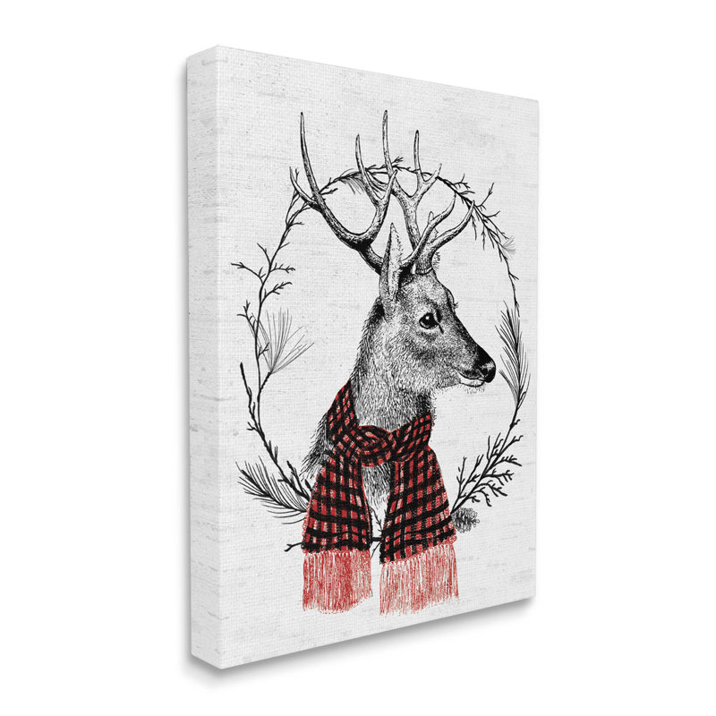 Art mural sur toile couronne de cerf, H 20 po x l 16 po x P 1,5 po