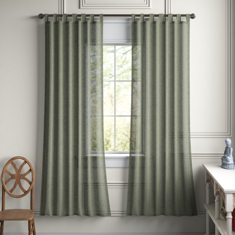 Holtz Linen Burlap Weave Linen Blend Sheer Tab Top Curtain Panel
