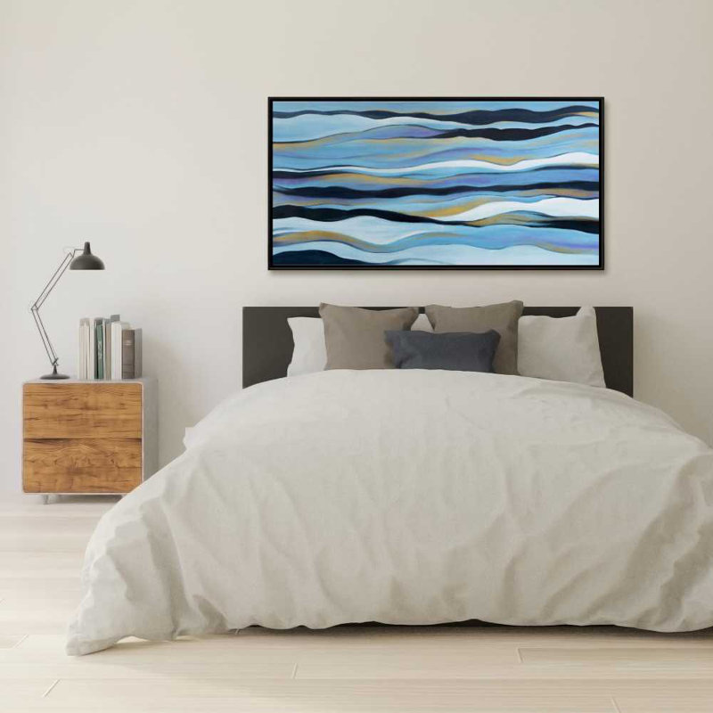 Blue Sweep - Contemporary Abstract Framed Canvas Home Decor
