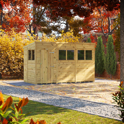 Powersheds Premium Pressure Treated Timber Pent Garden Shed