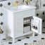 Ensemble de meuble-lavabo autoportant 30 pouces en blanc avec lavabo en céramique-113450177