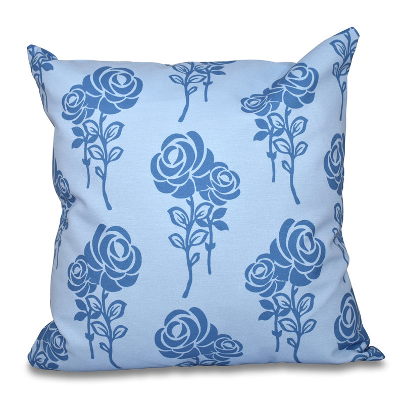 Housse et insert de coussin carré Botanical Blooms, H 16 po x l 16 po, Bleu