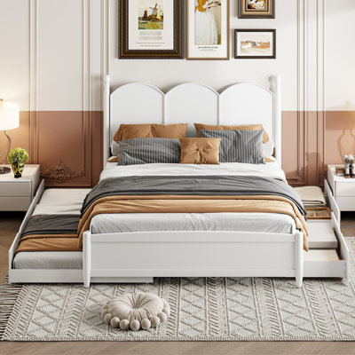 Queen Size Platform Bed With Twin Xl Trundle And Storage Drawers - Blend Classic Modern Design 2 Wide Clothing Maximize Your Bedroom Options by Latitude Run