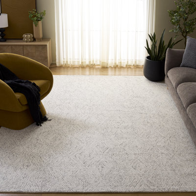 Tapis géométrique en laine / coton touffeté à la main Suhayl